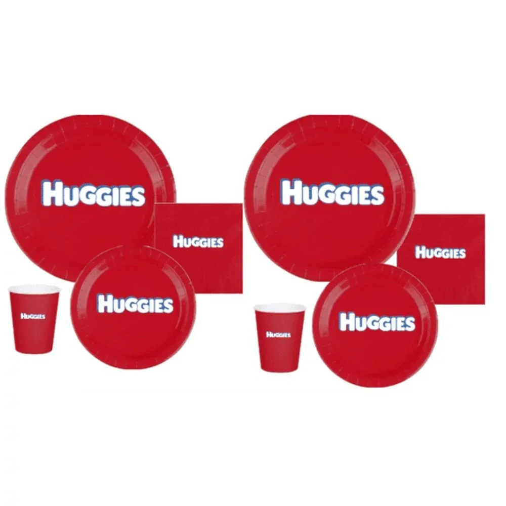 Mom's and Dad's To Be Diaper Party Custom Diaper Party Plates Set, 60pc